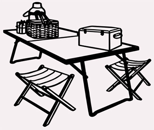 Fällbara bord använts både hemma för kalaset samt för olika event